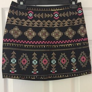 Black Embroidered Mini Skirt